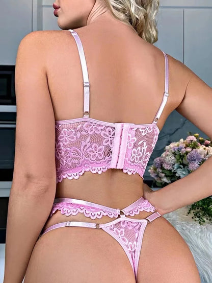 Women's Luxury Floral Lace Bra and Panty Set