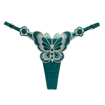 SP&CITY Butterfly Embroidery Lace Hollow Out Sexy Women's Thongs Low Waist Mesh Transparent Erotic Underpants Soft Thin T String