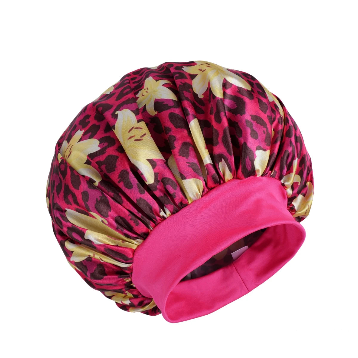Unisex Pink Leopard Butterfly Sleep Cap Soft Comfortable Material Ideal for Students Couples Daily Sleep Makeup Festive Gift