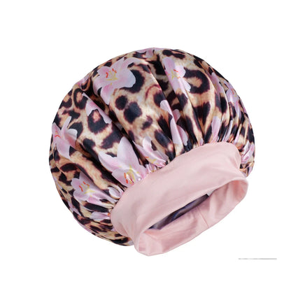 Unisex Pink Leopard Butterfly Sleep Cap Soft Comfortable Material Ideal for Students Couples Daily Sleep Makeup Festive Gift
