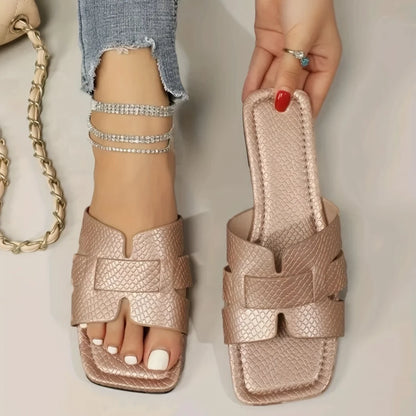 Plus Size Women's Sandals Trendy Knitted Flat Bottom Casual Couple Beach Shoes Summer Outerwear Comfortable Sandals for Women