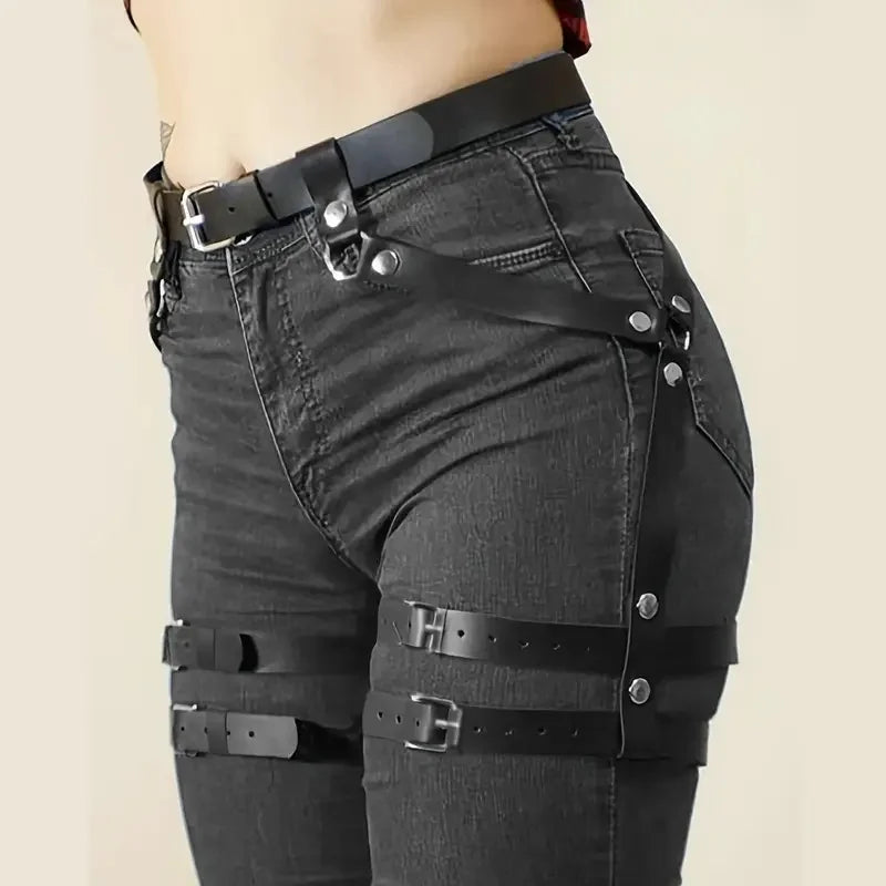 Ladies' Sexy Leather Belt Adjustable Fashion Punk Body Restraint Tight Strap for Daily Holiday Parties BDSM Clothing Accessories