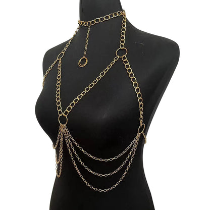 Sexy Body Chain Women Metal Body Chain Harnesses Jewelry Decoration Festival Rave Dance Costume Accessories
