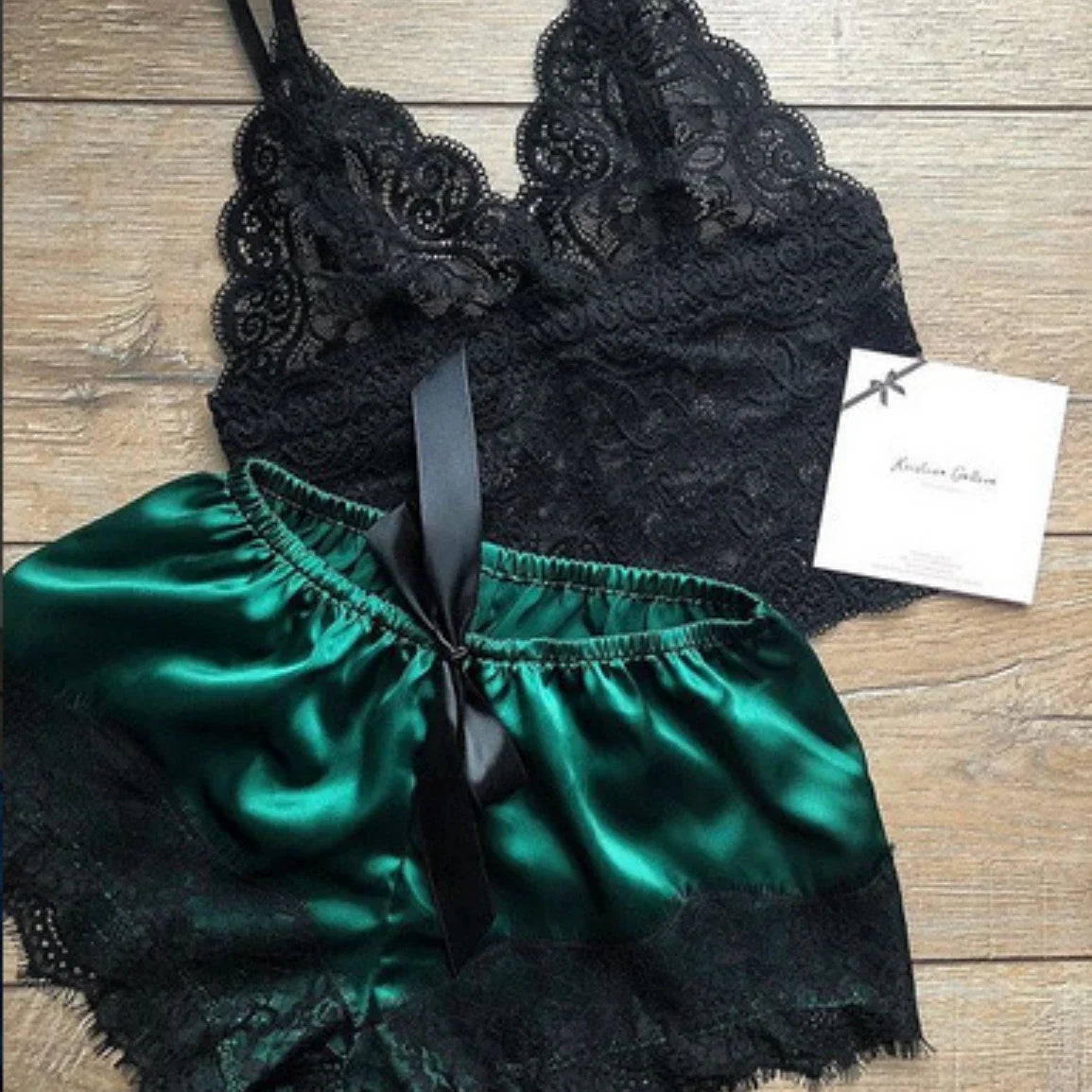 Women's Sexy Lace Top and Shorts Pajama Set
