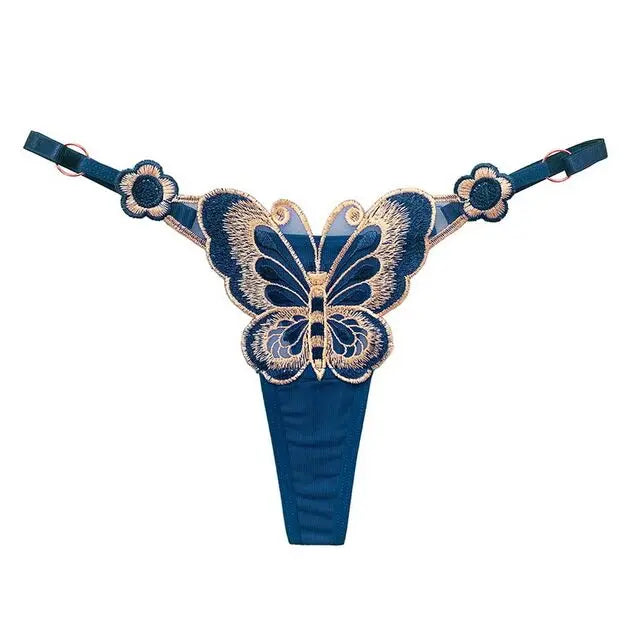SP&CITY Butterfly Embroidery Lace Hollow Out Sexy Women's Thongs Low Waist Mesh Transparent Erotic Underpants Soft Thin T String