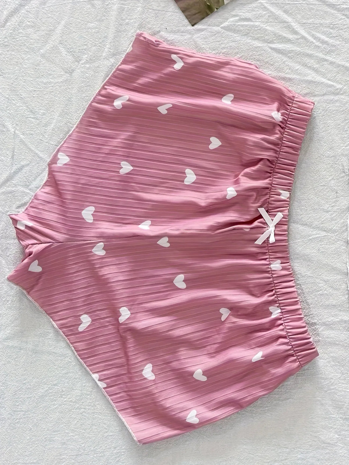 Women's Heart Print Ribbed Cami Pajama Set