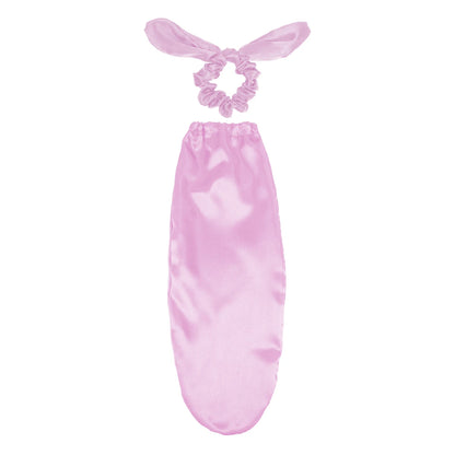 Satin Sleep Cap with Hair Bow Scrunchies, Soft Long Hair Bonnet for Long Hair, Hair Protector for Daily Use & Nighttime