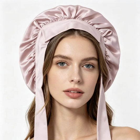 100% Mulberry Silk Elastic Strap Nightcap Bonnet For Women Silk Sleeping Hat Silk Maternity Cap Hair Care Cap Silk Shower Cap