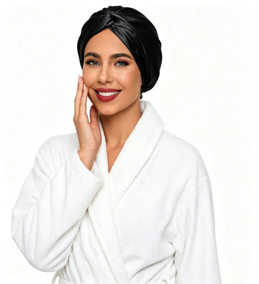 Adjustable Silk Satin Hair Bonnet for Sleeping Women, Double Layer, Silk Hair Wrap for Sleeping Women Men, Curly Natural Braid S