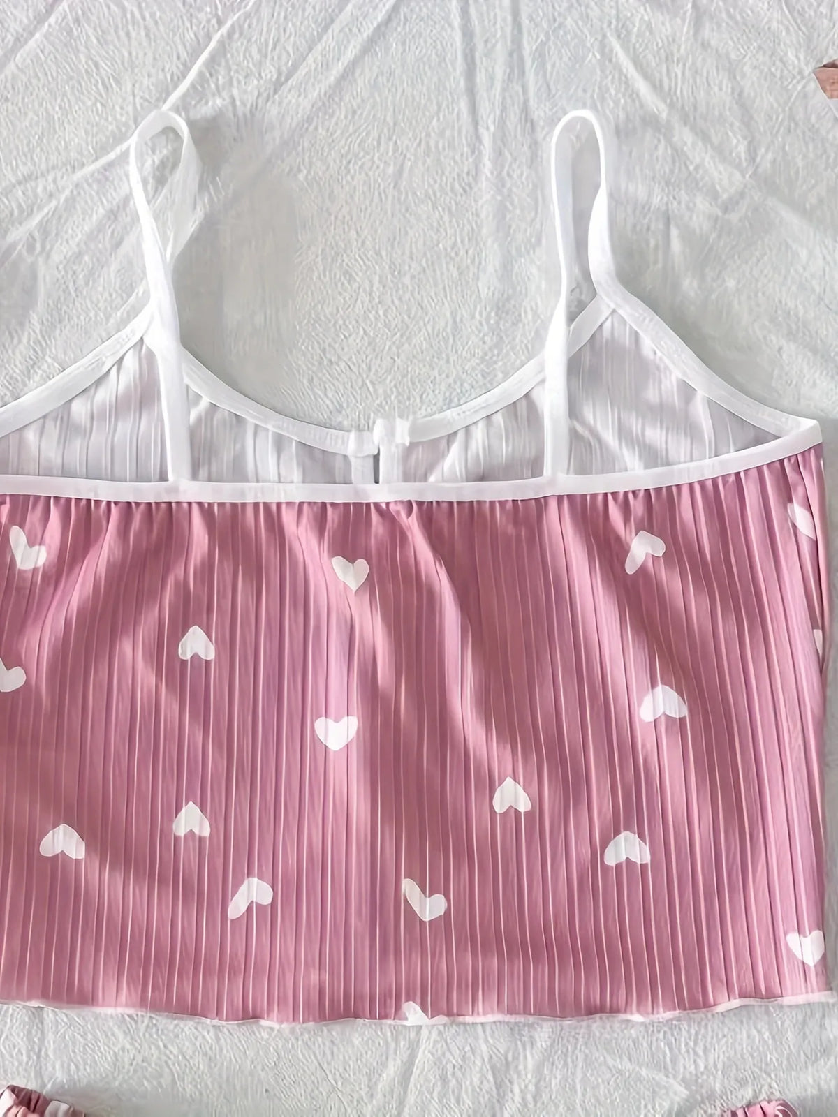 Women's Heart Print Ribbed Cami Pajama Set