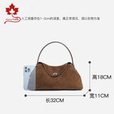 2026 Autumn Winter All-match Bowling Tote All-match Matte Suede Cowhide Leather Women Shoulder Bag Coffee Purple Noble Handbag