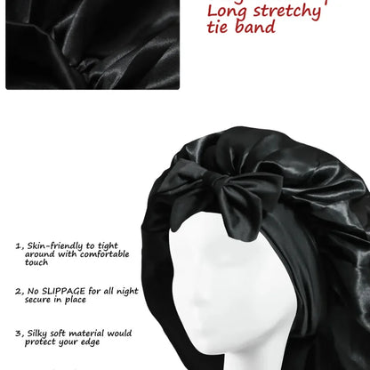 2026 New Silk Bonnet Sleeping Womens Satin Bonnet Hair Night Sleep Cap Tie Band CurlyHat Scarf Wrap Curly Hair Bonnets Beauty
