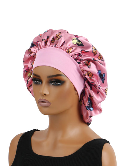 Unisex Pink Leopard Butterfly Sleep Cap Soft Comfortable Material Ideal for Students Couples Daily Sleep Makeup Festive Gift