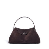2026 Autumn Winter All-match Bowling Tote All-match Matte Suede Cowhide Leather Women Shoulder Bag Coffee Purple Noble Handbag
