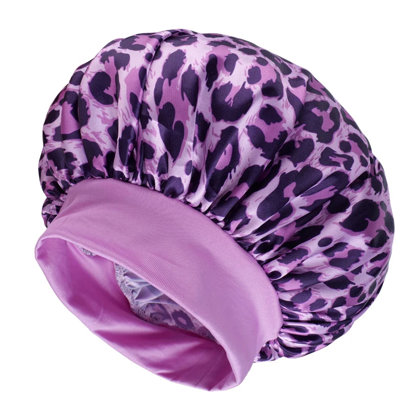 Unisex Pink Leopard Butterfly Sleep Cap Soft Comfortable Material Ideal for Students Couples Daily Sleep Makeup Festive Gift