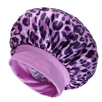 Unisex Pink Leopard Butterfly Sleep Cap Soft Comfortable Material Ideal for Students Couples Daily Sleep Makeup Festive Gift