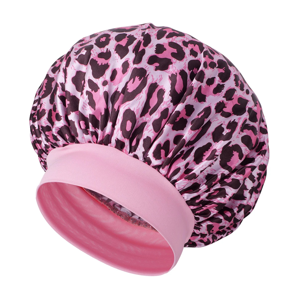 Unisex Pink Leopard Butterfly Sleep Cap Soft Comfortable Material Ideal for Students Couples Daily Sleep Makeup Festive Gift