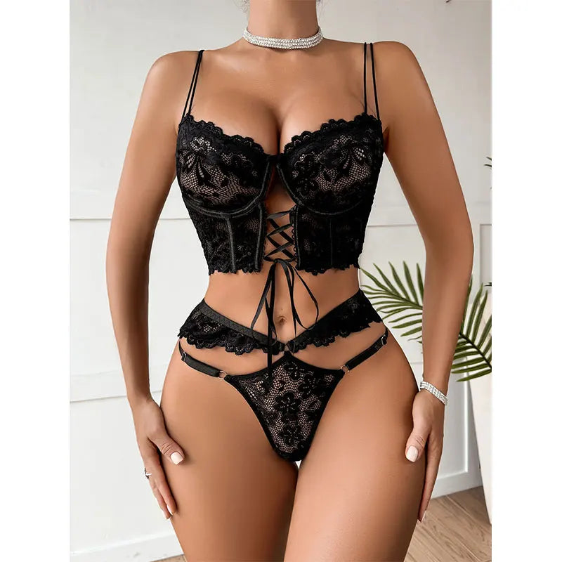 Women's Luxury Floral Lace Bra and Panty Set