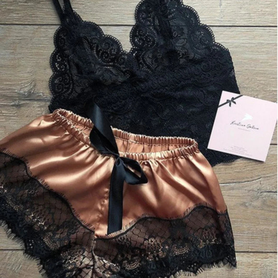 Women's Sexy Lace Top and Shorts Pajama Set