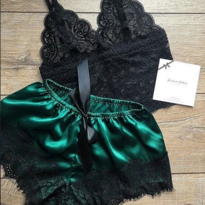 Women's Sexy Lace Top and Shorts Pajama Set