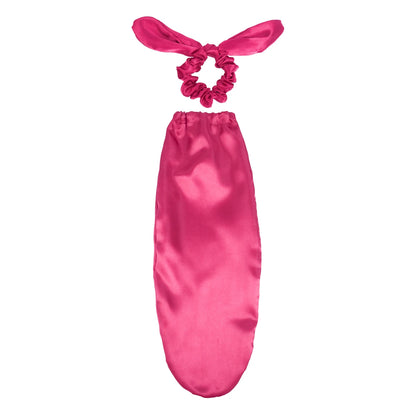 Satin Sleep Cap with Hair Bow Scrunchies, Soft Long Hair Bonnet for Long Hair, Hair Protector for Daily Use & Nighttime
