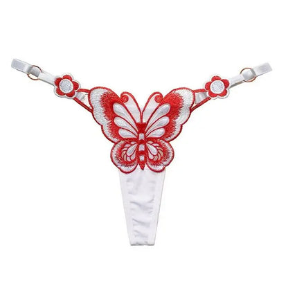 SP&CITY Butterfly Embroidery Lace Hollow Out Sexy Women's Thongs Low Waist Mesh Transparent Erotic Underpants Soft Thin T String