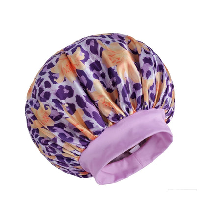 Unisex Pink Leopard Butterfly Sleep Cap Soft Comfortable Material Ideal for Students Couples Daily Sleep Makeup Festive Gift