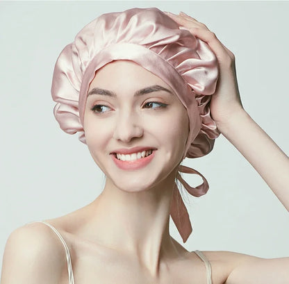 Mulberry Silk Hair Bonnet For Women Sleeping Cap Luxury Natual Silk Sleep Cap Night Bonnet Cap Hair Protection Turban Head Wrap