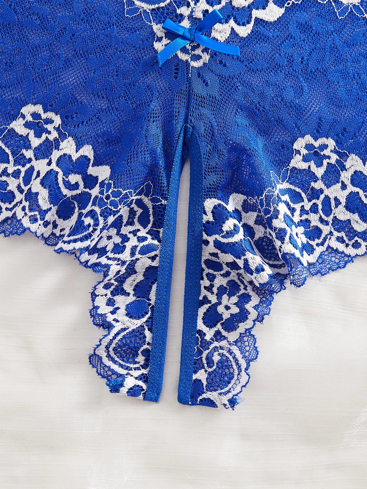 Women's Bowknot Bra Panty and Suspender Set