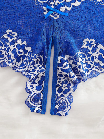 Women's Bowknot Bra Panty and Suspender Set