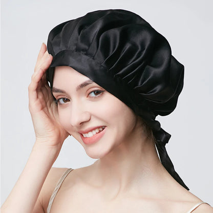 Mulberry Silk Hair Bonnet For Women Sleeping Cap Luxury Natual Silk Sleep Cap Night Bonnet Cap Hair Protection Turban Head Wrap