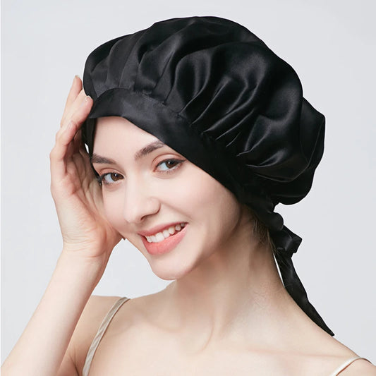 Mulberry Silk Hair Bonnet For Women Sleeping Cap Luxury Natual Silk Sleep Cap Night Bonnet Cap Hair Protection Turban Head Wrap